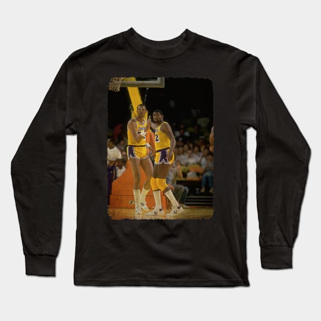 Kareem Abdul Jabbar and Magic Johnson #2 Long Sleeve T-Shirt by Milu Milu